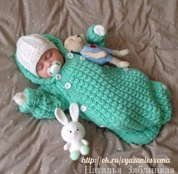 Конверт для новорожденного, вяжем спицами