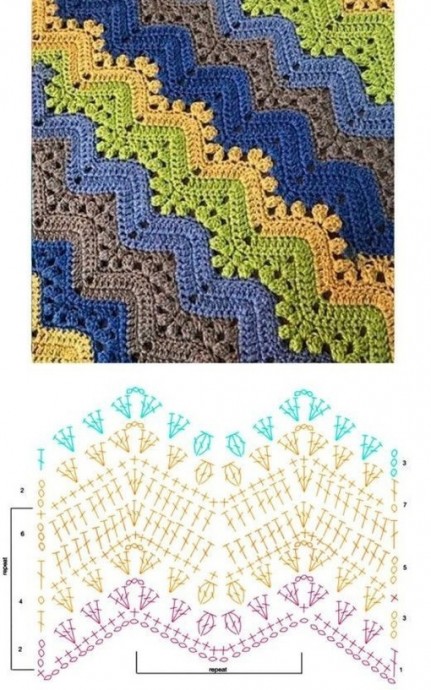 Разноцветные узоры в копилку любителей вязать крючком