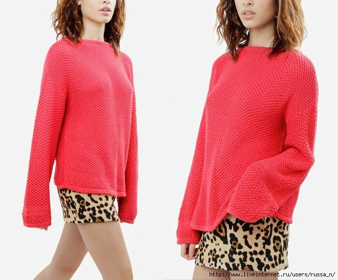 Пуловер жемчужным узором