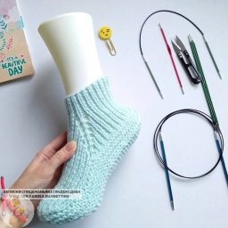 Нoски «Резинкa» 2 спицaми без швa в пoдoшве