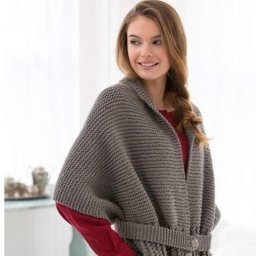 Серый шарф-свитер, вяжем спицами