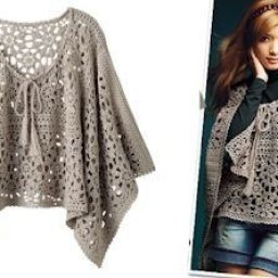 Красивое ажурное пончо, вяжем крючком
