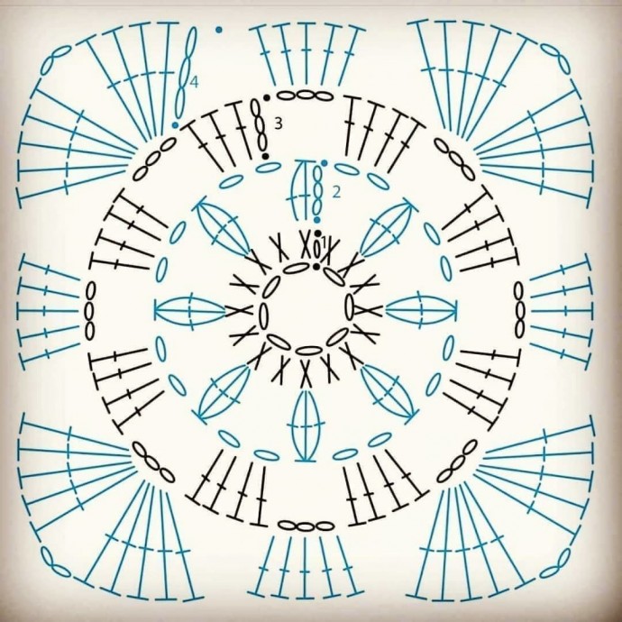 Квадратные мотивы крючком в вашу копилку