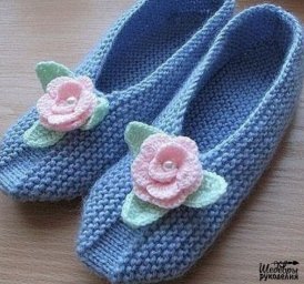 Тапочки на 2х спицах