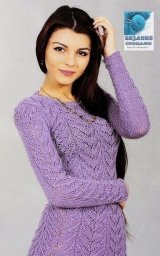 Очаровательная туника, связанная спицами узором "Листочки"