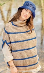 Безрукавка пончо с воротником гольф спицами - объемный вариант