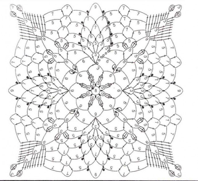 Квадратные мотивы для любителей вязать крючком