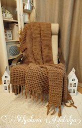 Плед вафельным узором крючком