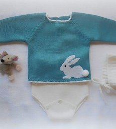 Жаккард "Зайцы" спицами для самых маленьких