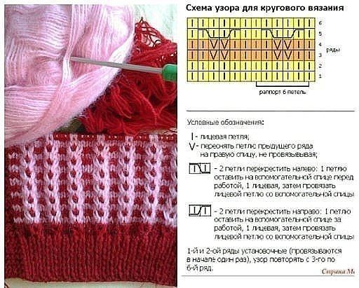 Милый двухцветный узор спицами