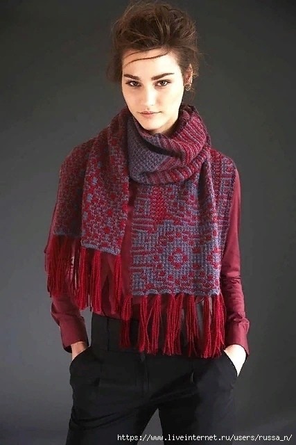 Шарф Long Fringed ленивым жаккардом от John Brinegar Шарф Long Fringed ленивым жаккардом от John Brinegar