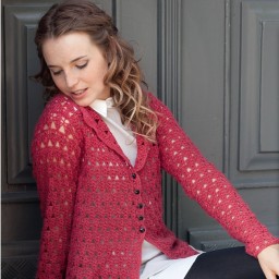 Страстный крaсный aжурный жaкет