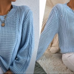 Джемпер вертикальными узорами спицами