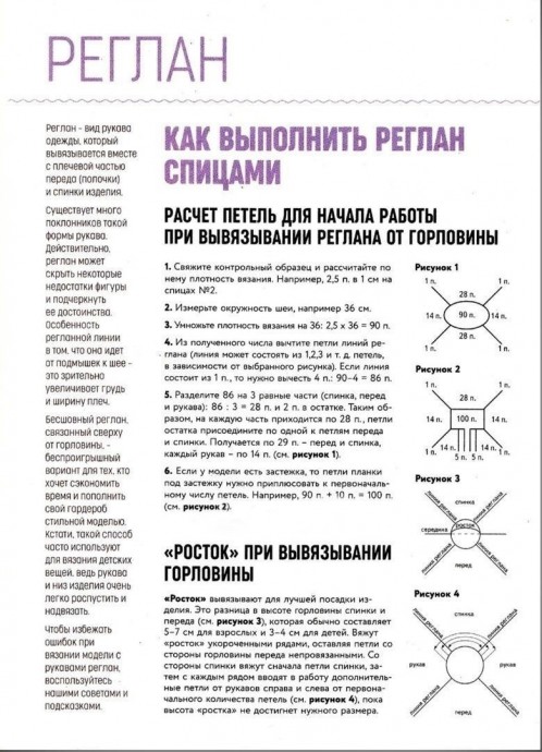 Общий принцип вязания реглана без швов