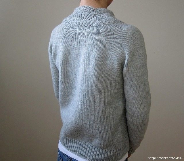 Вертикальная отделочная полоса спицами узором &laquo;Павлиний хвост &raquo;