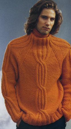 Вяжем теплый оранжевый пуловер