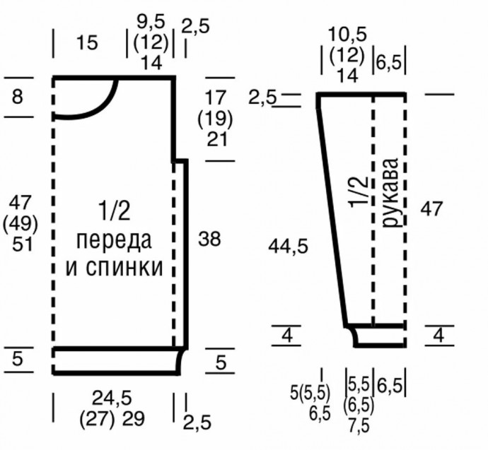 Джемпер платочной вязкой из толстой пряжи