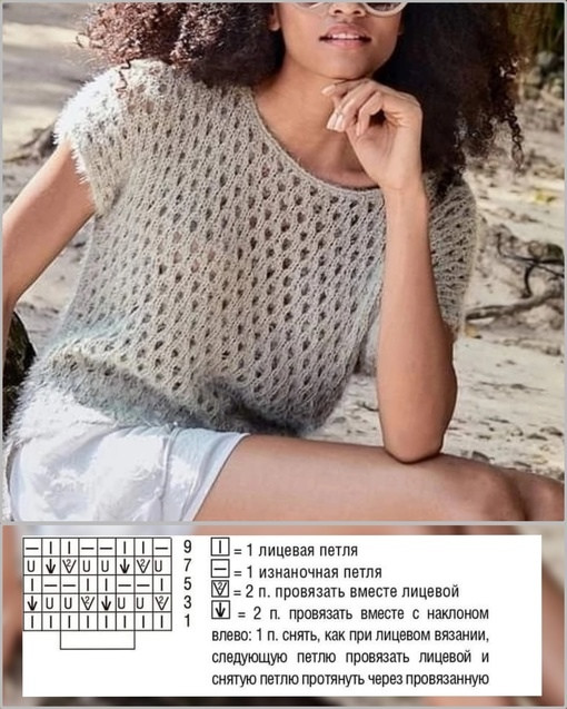 Женский летний топ спицами