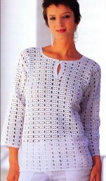 Белый пуловер крючком