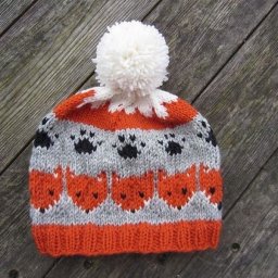 Шапочки с узором "Лисички", разные вариации