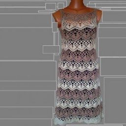 Двухцветное платье, связанное крючком