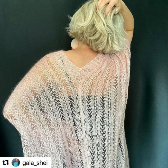 Ажурная накидка, связанная спицами