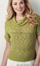 Связанный спицами ажурный топ