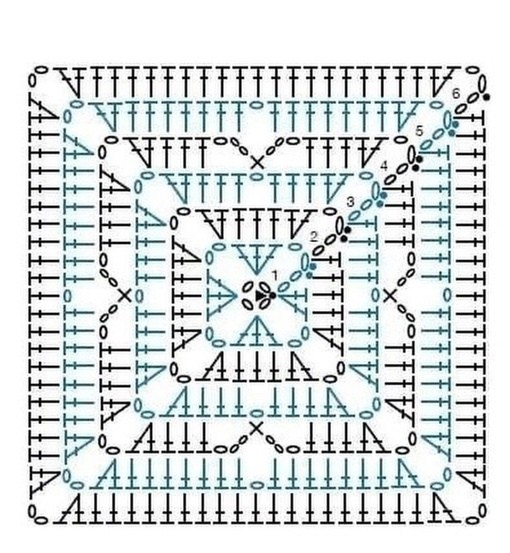 Мотивы квадратные, вяжем крючком