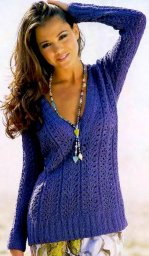 Ажурный пуловер с V-образным вырезом