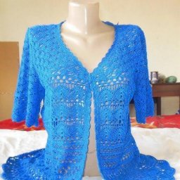 Васильковый жакет крючком