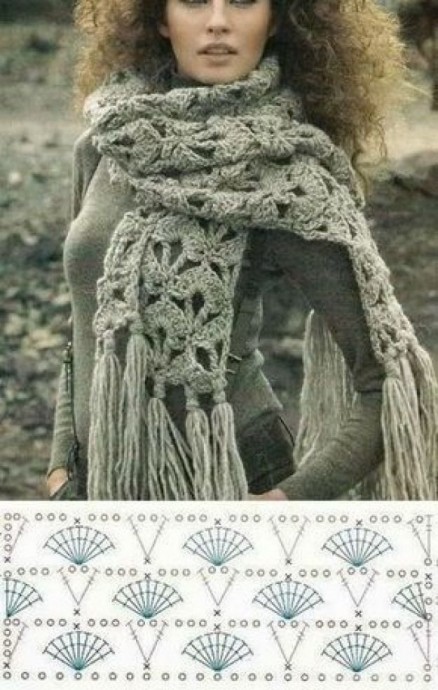 Вяжем ажурный фактурный шарф