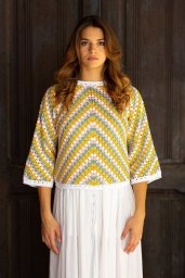 Джемпер Arrow крючком от дизайнеров Laines du Nord - стильная геометрия в каждом стежке