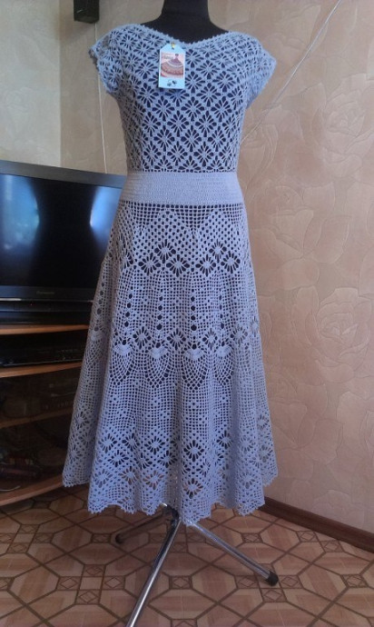 Платье "Прованс", вяжем в филейной технике