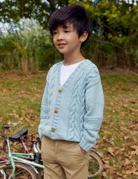 Жакет кофточка кардиган спицами с косами для мальчика