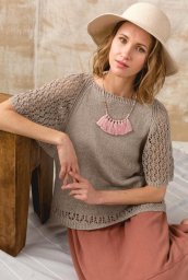 Летний стильный джемпер с ажурными руками