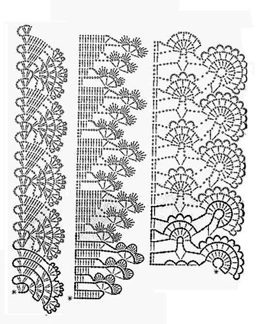 Подборка схем для каймы, вязаной крючком