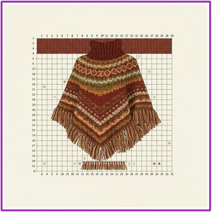 Пончо с высоким воротником