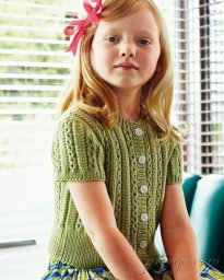 Ажурная кофточка для девочки, модель на пуговицах, вяжем спицами