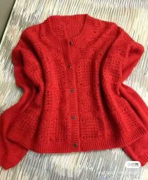 Кардиган-жакет из мотивов, связанный крючком