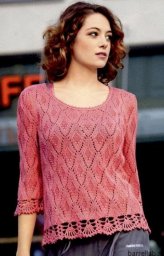 Джемпер спицами с отделкой крючком