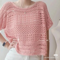 Японские журналы: розовый джемпер крючком