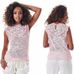 Ажурный светло-розовый топ крючком