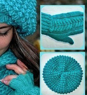 Берет узором "Кукурузка" спицами