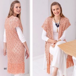 Летний ажурный длинный жилет крючком. Схема узора и выкройка