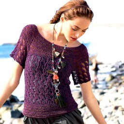 Двухцветный ажурный пуловер