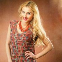 Платье-туника без рукавов, с узором в сетку