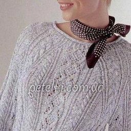 ​Нежный пуловер реглан с косами. Описание и схемы вязания