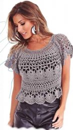 Ажурный серый топ крючком – ручная работа с душой