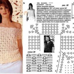 Летняя блуза с открытыми плечами, вяжем крючком