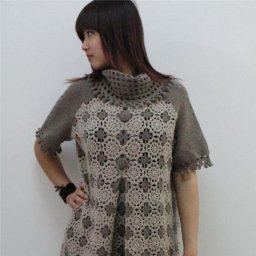 Пончо в комбинированной технике